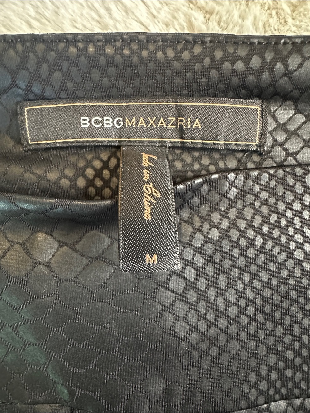 BCBGMaxAzria Black Snake-Print Legging, Medium